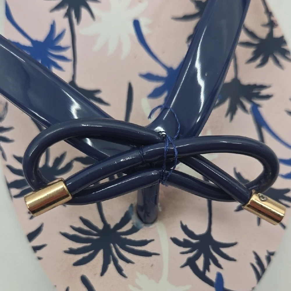 Kate Spade Navy and Pink Palm Sandals